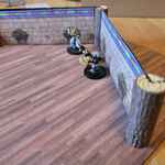 Two color log beams with temple walls