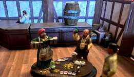 Woodbeam pillars and tavern walls